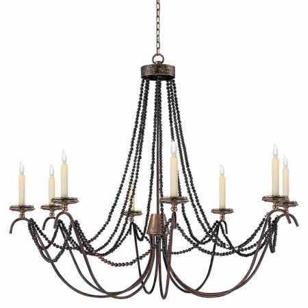 Visual Comfort Marigot 44" Candle Style Chandelier by E. F. Chapman Hand Painted Rust Finish