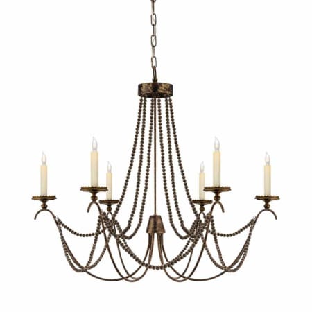 Visual Comfort Marigot 33" Candle Style Chandelier by E. F. Chapman Hand Painted Rust Finish