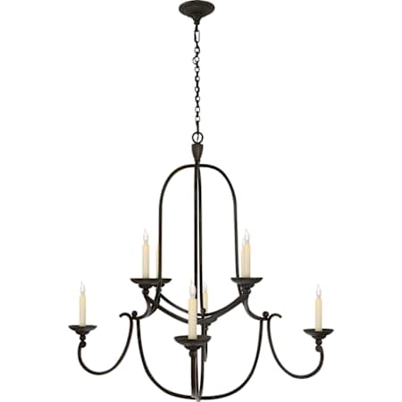 Visual Comfort Flemish 36" Medium Round Chandelier by E. F. Chapman Aged Iron