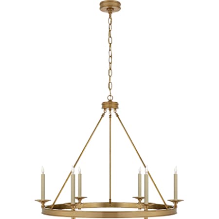 Visual Comfort Launceton 36" Candle Style Chandelier by E. F. Chapman Antique Burnished Brass
