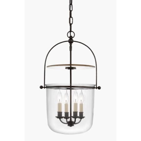Visual Comfort Lorford 14" Wide Pendant with Clear Glass Shade Aged Iron