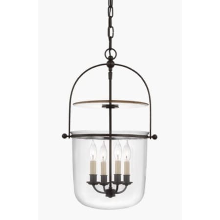 Visual Comfort Lorford 14" Wide Pendant with Clear Glass Shade Aged Iron