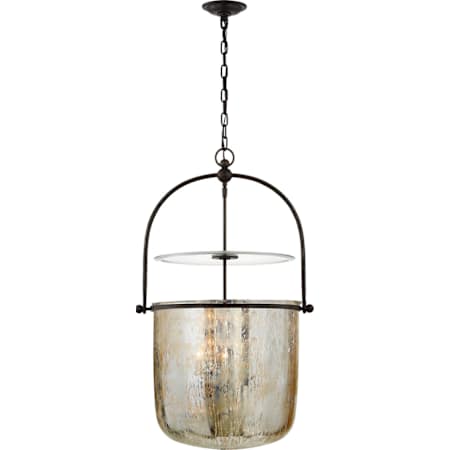Visual Comfort Lorford 20" Smoke Bell Lantern with Mercury Glass by E. F. Chapman Aged Iron