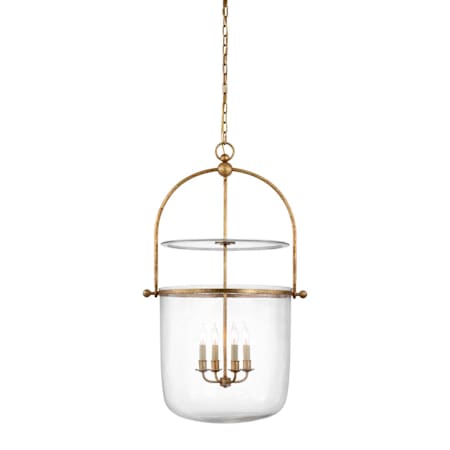 Visual Comfort Lorford 4 Light 25" Wide Taper Candle Pendant Gilded Iron / Clear Glass