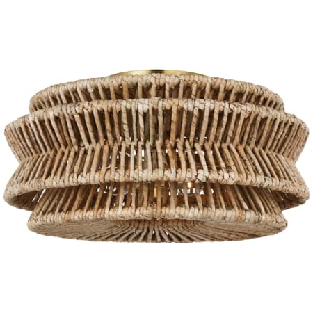 Visual Comfort Antigua 2 Light 16" Wide Semi-Flush Drum Ceiling Fixture Antique-Burnished Brass / Natural Abaca