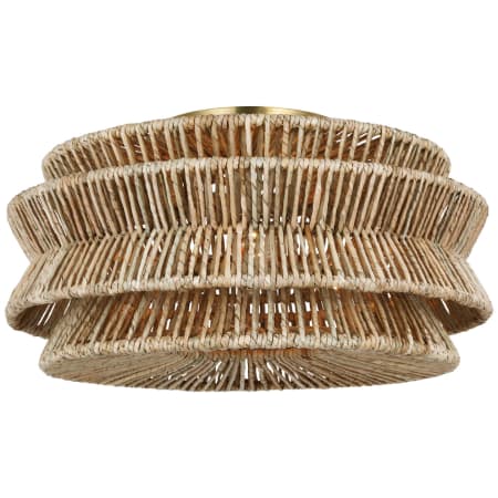 Visual Comfort Antigua 3 Light 23" Wide Semi-Flush Drum Ceiling Fixture Antique-Burnished Brass / Natural Abaca