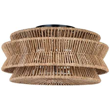 Visual Comfort Antigua 3 Light 24" Wide Semi-Flush Drum Ceiling Fixture Bronze / Natural Abaca