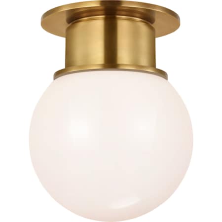 Visual Comfort Callan 9" Wide Semi-Flush Globe Ceiling Fixture Antique-Burnished Brass