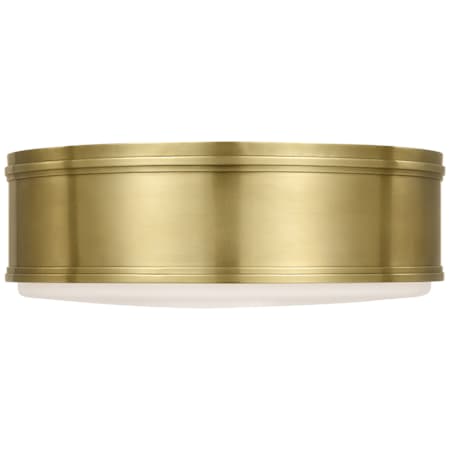 Visual Comfort Marden 18" Wide LED Flush Mount Drum Ceiling Fixture with White Glass Shade Antique-Burnished Brass