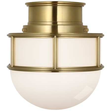 Visual Comfort Martil 8" Wide Flush Mount Bowl Ceiling Fixture with White Glass Shade Antique-Burnished Brass