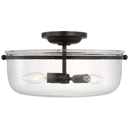 Visual Comfort Lorford 3 Light 16" Wide Flush Mount Ceiling Fixture Aged Iron
