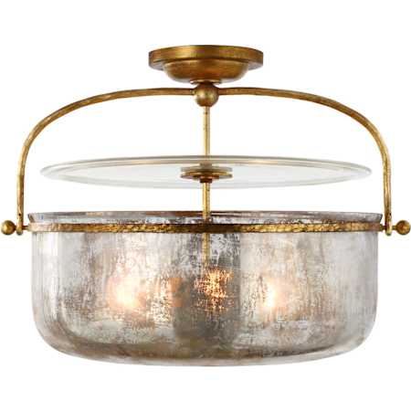 Visual Comfort Lorford 3 Light 20" Wide Semi-Flush Bowl Ceiling Fixture Gilded Iron