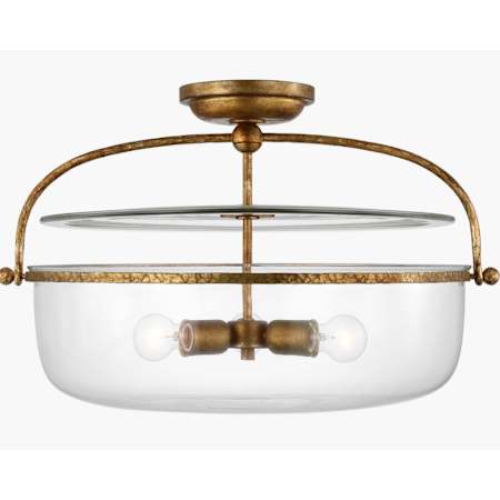 Visual Comfort Lorford 3 Light 28" Wide Flush Mount Bowl Ceiling Fixture Gilded Iron