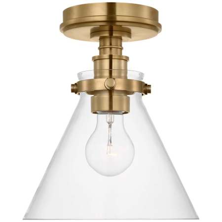 Visual Comfort Parkington 9" Wide Semi-Flush Ceiling Fixture Antique-Burnished Brass / Clear Glass