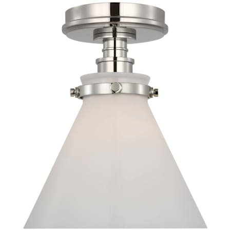 Visual Comfort Parkington 9" Wide Semi-Flush Ceiling Fixture Polished Nickel / White Glass