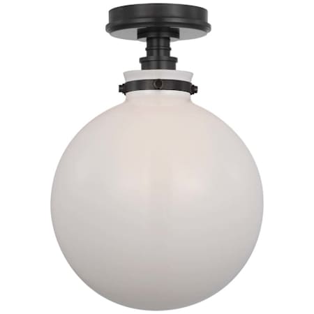 Visual Comfort Parkington 10" Wide Semi-Flush Globe Ceiling Fixture Bronze / White Glass