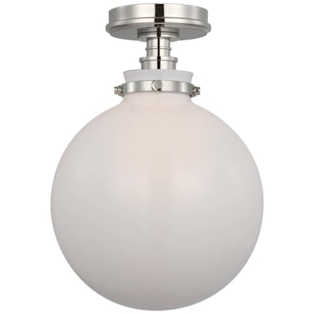 Visual Comfort Parkington 10" Wide Semi-Flush Globe Ceiling Fixture Polished Nickel / White Glass