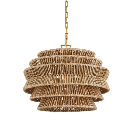 Visual Comfort Antigua 3 Light 22" Wide Pendant Antique-Burnished Brass / Natural Abaca