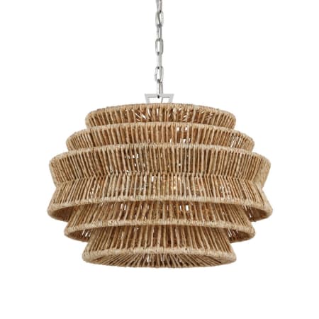 Visual Comfort Antigua 3 Light 22" Wide Pendant Polished Nickel / Natural Abaca