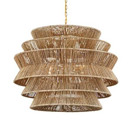 Visual Comfort Antigua 4 Light 42" Wide Pendant Antique-Burnished Brass / Natural Abaca