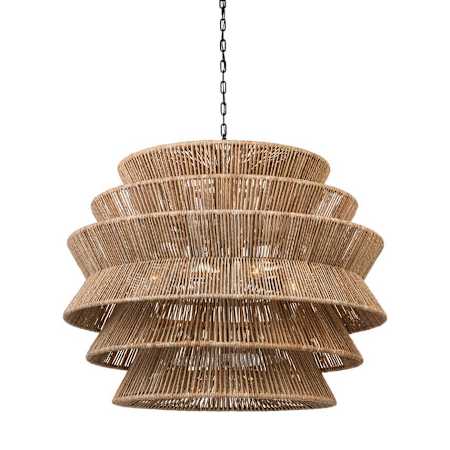 Visual Comfort Antigua 4 Light 42" Wide Waterfall Chandelier Bronze / Natural Abaca