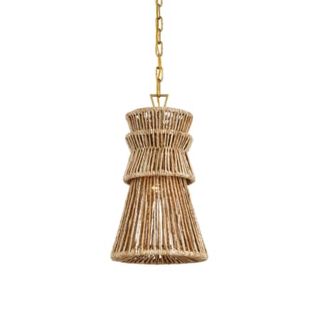 Visual Comfort Antigua 11" Wide Pendant Antique-Burnished Brass / Natural Abaca