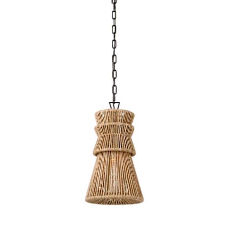 Visual Comfort Antigua 11" Wide Pendant Bronze / Natural Abaca