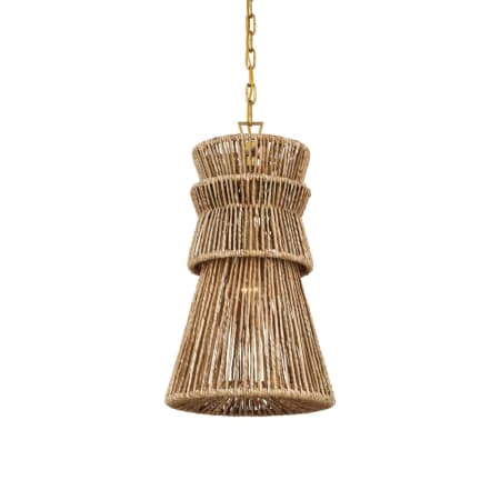 Visual Comfort Antigua 13" Wide Pendant Antique-Burnished Brass / Natural Abaca