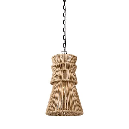 Visual Comfort Antigua 13" Wide Pendant Bronze / Natural Abaca