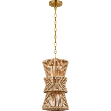 Visual Comfort Antigua 11" Wide Pendant Antique-Burnished Brass and Natural Abaca