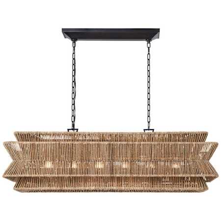 Visual Comfort Antigua 6 Light 54" Wide Linear Chandelier Bronze / Natural Abaca