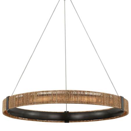Visual Comfort Kayden 41" Wide LED Ring Chandelier Bronze / Natural Abaca