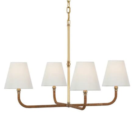 Visual Comfort Basden 4 Light 32" Wide Chandelier Antique Burnished Brass / Natural Rattan