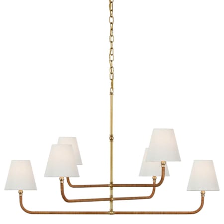 Visual Comfort Basden 6 Light 46" Wide Chandelier Antique-Burnished Brass / Natural Rattan
