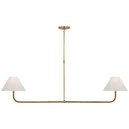 Visual Comfort Basden 2 Light 63" Wide Linear Chandelier Antique-Burnished Brass / Natural Rattan