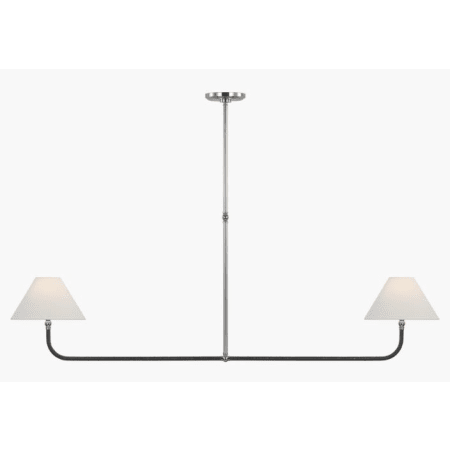 Visual Comfort Basden 63" Wide Linear Chandelier with Linen Shades Polished Nickel / Black Rattan