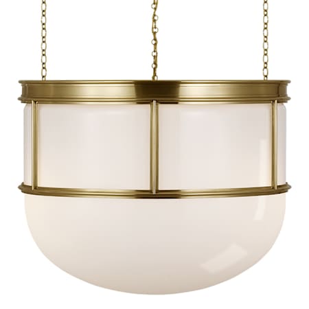 Visual Comfort Martil 3 Light 24" Wide Pendant with White Glass Shade Antique-Burnished Brass