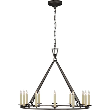 Visual Comfort Darlana 30" Medium Single Ring Chandelier by Chapman & Myers Aged Iron