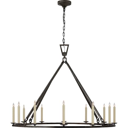 Visual Comfort Darlana 50" Extra Large Single Ring Chandelier by Chapman & Myers Aged Iron