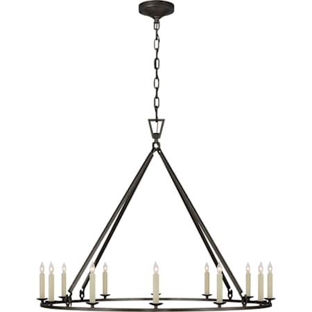 Visual Comfort Darlana 40" Large Single Ring Chandelier by Chapman & Myers Aged Iron