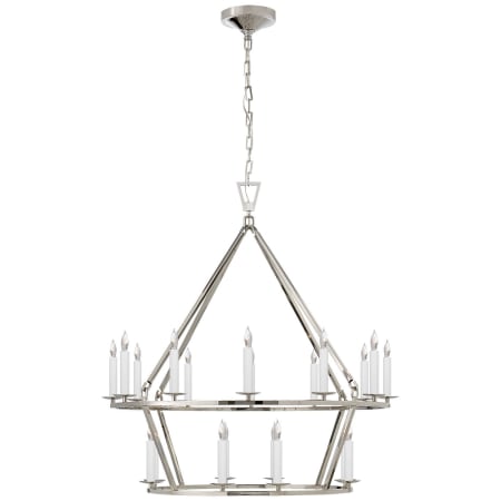Visual Comfort Darlana 30" Medium Two-Tiered Ring Chandelier by E. F. Chapman Polished Nickel