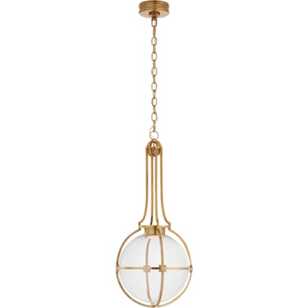 Visual Comfort Gracie 13" Medium Captured Globe LED Pendant with Clear Glass by Chapman & Myers Antique Burnished Brass / Clear Glass