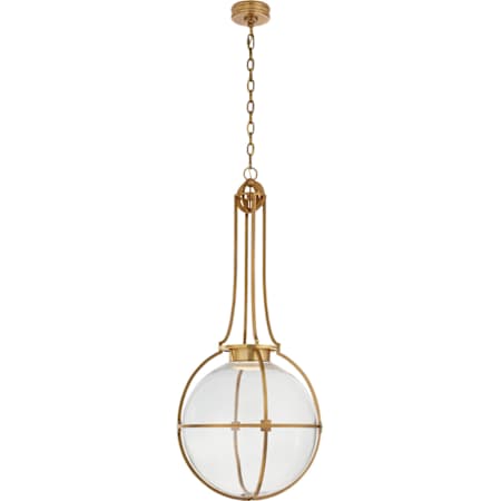 Visual Comfort Gracie 19" Large Captured Globe LED Pendant with Clear Glass by Chapman & Myers Antique Burnished Brass / Clear Glass
