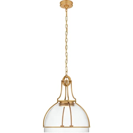 Visual Comfort Gracie 19" Large Dome LED Pendant by Chapman & Myers Antique Burnished Brass / Clear Glass