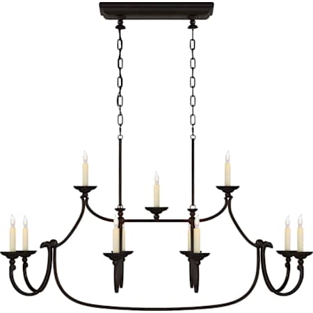 Visual Comfort Flemish 50" Large Linear Chandelier by E.F. Chapman Aged Iron