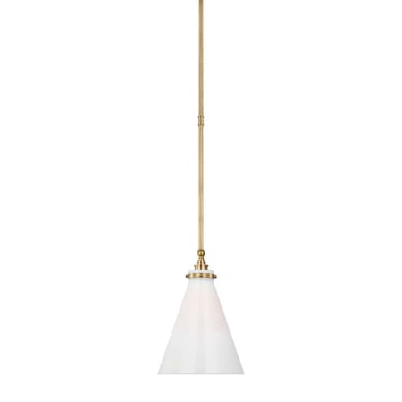 Visual Comfort Parkington 11" Wide Pendant Antique-Burnished Brass / White Glass