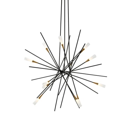 Visual Comfort Stellar 38" Wide LED Sputnik Chandelier Matte Black / Antique Brass