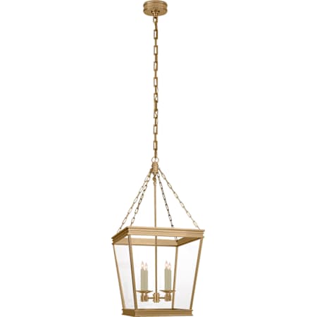 Visual Comfort Launceton 35" Medium Square Lantern with Clear Glass by E.F. Chapman Antique Burnished Brass