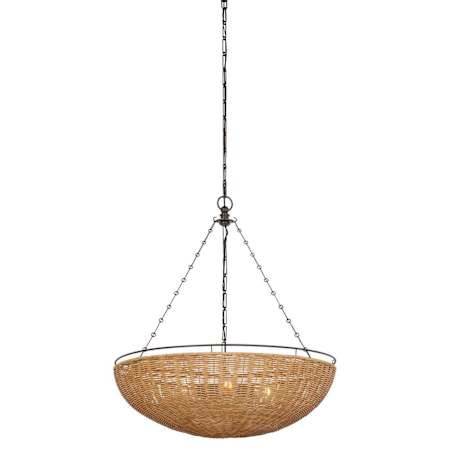 Visual Comfort Clovis 4 Light 28" Wide Abstract Chandelier Aged Iron / Natural Wicker