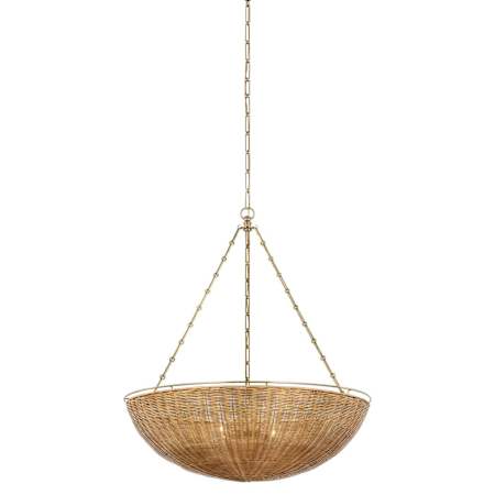 Visual Comfort Clovis 4 Light 38" Wide Abstract Chandelier Antique-Burnished Brass / Natural Wicker